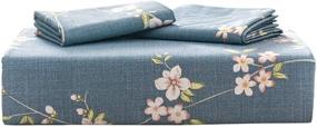 img 1 attached to Blue Cotton Duvet Cover with Pink Branch Flowers Print, Floral Queen Duvet Cover Set (3pcs, Queen Size) – JELLYMONI Branch Flowers Duvet Cover with Zipper Closure