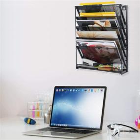 img 2 attached to 📂 Black 5-Tier Wall Mounted Vertical File Rack Organizer Holder by Samstar for Office and Home Use