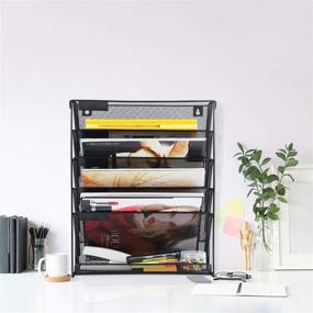 img 1 attached to 📂 Black 5-Tier Wall Mounted Vertical File Rack Organizer Holder by Samstar for Office and Home Use