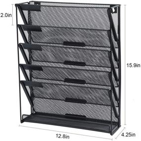 img 3 attached to 📂 Black 5-Tier Wall Mounted Vertical File Rack Organizer Holder by Samstar for Office and Home Use