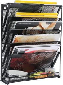 img 4 attached to 📂 Black 5-Tier Wall Mounted Vertical File Rack Organizer Holder by Samstar for Office and Home Use