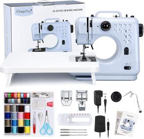 img 4 attached to Magicfly Portable Sewing Machine – Mini Sewing Machine for Beginners with 12 Built-in Stitches, Reverse Sewing, 3 Replaceable Feet, Extension Table, Accessory Kit, Blue