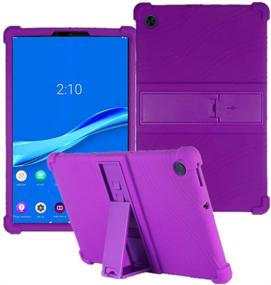 img 4 attached to 📱 HminSen Purple Silicone Shockproof Case for Lenovo Tab M10 FHD Plus TB-X606F TB-X606X 10.3" - Kid-Friendly & Adjustable Stand Cover