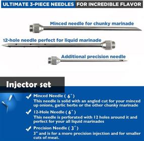 img 1 attached to 🥩 Stainless Steel Meat Marinade Injector Kit - Commercial Grade, 4 oz Capacity, 3 Professional Needles for Seasoning Injection