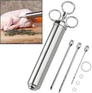 🥩 stainless steel meat marinade injector kit - commercial grade, 4 oz capacity, 3 professional needles for seasoning injection logo