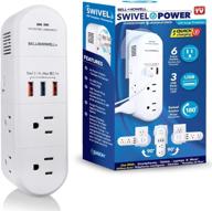 🔌 swivel power: bell+howell power strip with surge protection, rapid charging station - 180 degree swivel design for easy access, 6 electrical outlets, 3 usb ports (as seen on tv) logo