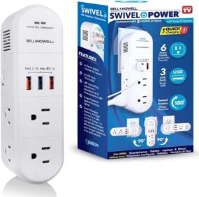 img 4 attached to 🔌 Swivel Power: Bell+Howell Power Strip with Surge Protection, Rapid Charging Station - 180 Degree Swivel Design for Easy Access, 6 Electrical Outlets, 3 USB Ports (As Seen On TV)