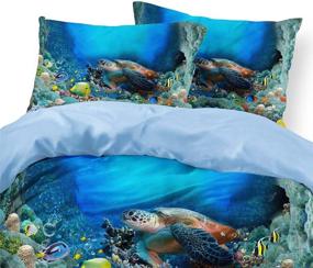 img 1 attached to 🐢 Premium Jwellking 3D Turtle Bedding Sets - Full Size Duvet Cover Set with 1 Duvet Cover and 2 Turtle Pillow Shams (No Comforter Included)