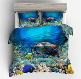 img 3 attached to 🐢 Premium Jwellking 3D Turtle Bedding Sets - Full Size Duvet Cover Set with 1 Duvet Cover and 2 Turtle Pillow Shams (No Comforter Included)