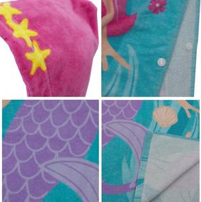 img 1 attached to 🧜 LALIFIT Little Mermaid 100% Cotton Hooded Towel for Girls and Boys, Ideal for Baths, Beach, and Pool, 24 x 48 inches (Mermaid Design)