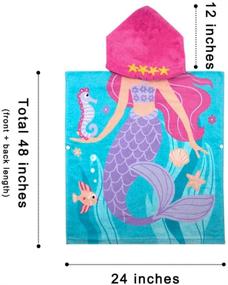 img 2 attached to 🧜 LALIFIT Little Mermaid 100% Cotton Hooded Towel for Girls and Boys, Ideal for Baths, Beach, and Pool, 24 x 48 inches (Mermaid Design)
