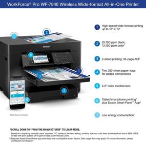 img 1 attached to 🖨️ Epson WorkForce Pro WF-7840: Wireless Wide-format Printer with Auto 2-Sided Print, Copy, Scan, and Fax – 13"x19", 500-Sheet Capacity, Alexa-Compatible