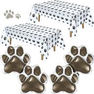 🐾 paw-tastic party essentials: 6-piece set of dog paw themed tablecloth and balloons for puppy themed birthday decoration logo