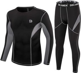 img 4 attached to 👕 DIKAMEN Men's Performance Thermal Set - Fleece Lined Tactical Sports Shapewear