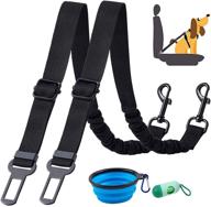 🐶 2-pack won-hom dog seat belt: adjustable, strong nylon & elastic, safety leads for car, black logo