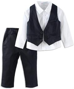 img 4 attached to Elevate Your Little One's Style with LittleSpring Formal 3 Piece Suits for Weddings