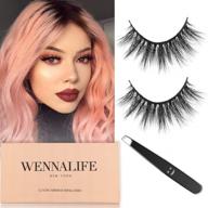 👁️ medium volume 3d mink eyelashes - natural look handmade false eyelashes, 15mm eye lashes full strips - wennalife florist logo