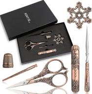 🧵 vintage european style embroidery scissors kit with sewing needle case and thimble – complete needlework set for embroidery with metal floss bobbin logo