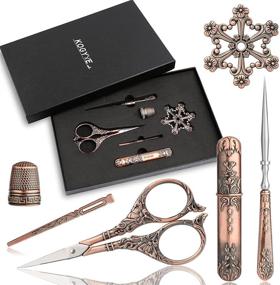 img 4 attached to 🧵 Vintage European Style Embroidery Scissors Kit with Sewing Needle Case and Thimble – Complete Needlework Set for Embroidery with Metal Floss Bobbin