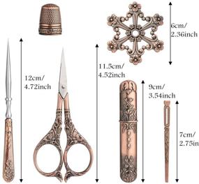 img 3 attached to 🧵 Vintage European Style Embroidery Scissors Kit with Sewing Needle Case and Thimble – Complete Needlework Set for Embroidery with Metal Floss Bobbin