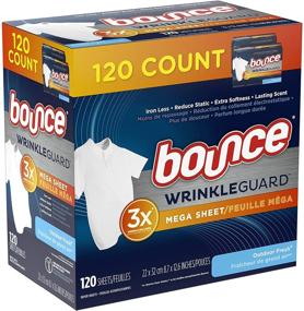 img 3 attached to 👕 Bounce WrinkleGuard Mega Dryer Sheets 120 Count, Fabric Softener and Wrinkle Releaser Sheets, Outdoor Fresh Scent