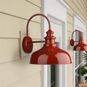 img 2 attached to 🔴 Zeyu Vintage Barn Light Set, 2 Pack Gooseneck Sconce Lights with Red Finish, Model 02A390-2 in Red