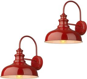 img 4 attached to 🔴 Zeyu Vintage Barn Light Set, 2 Pack Gooseneck Sconce Lights with Red Finish, Model 02A390-2 in Red