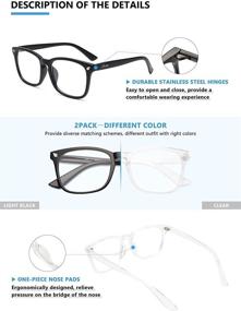 img 3 attached to Livho 2 Pack Blue Light Blocking Glasses for Women Men - Anti Eyestrain, UV Glare - Computer Reading, Gaming, TV, Phone Glasses (Light Black, Clear)