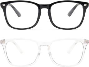 img 4 attached to Livho 2 Pack Blue Light Blocking Glasses for Women Men - Anti Eyestrain, UV Glare - Computer Reading, Gaming, TV, Phone Glasses (Light Black, Clear)