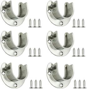 img 3 attached to 🔩 Premium Stainless Steel Closet Rod End Supports with Screws - 6PCS Heavy Duty Closet Pole Sockets | 1.25 Inches Diameter | Silver Finish | U-Shaped Design