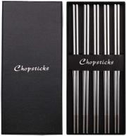 🍲 devico metal chopsticks set - 18/10 stainless steel, reusable, dishwasher safe (5 pairs) logo