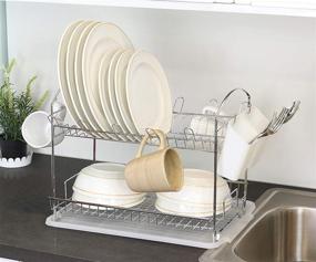 img 2 attached to 🍽️ Chrome 2-Tier Dish Rack with Drainboard by Simple Houseware: Enhance Your Kitchen Organization