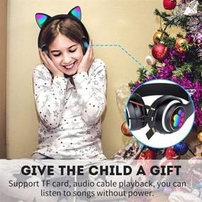 img 3 attached to ONXE Cat Ear LED Light Up Foldable Bluetooth Headphones - Wireless Over-Ear Headsets with Microphone for Kids Online Distant Learning (Black)