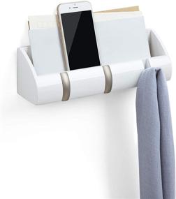 img 1 attached to 📦 Umbra Cubby Mini Organizer – Hooks and Compartment for Keys, Phone, Chargers, Mail, and More, Compact Storage, White, 12-1/2 x 3-1/2 x 3-1/4 inches