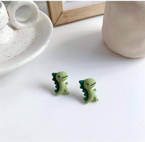 img 2 attached to 🦕 Colorful Cartoon Dinosaur Stud Earrings - Cute and Lightweight Accessories for Women and Girls