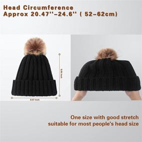 img 1 attached to 🧣 Tavaleu Women's Winter Hats - Cable Knit Beanies with Thick Pom Pom - Warm Fleece Lined Soft Ski Cap in Black