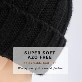 img 2 attached to 🧣 Tavaleu Women's Winter Hats - Cable Knit Beanies with Thick Pom Pom - Warm Fleece Lined Soft Ski Cap in Black