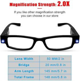 img 1 attached to 👓 2-Piece LED Lighted Reading Glasses for Men and Women, Fashionable Readers with Magnifiers, Compact Full Frame Eyewear for Clear Vision, Unisex Nighttime Reading Glasses with Lights, +200 Strength