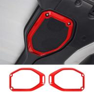 red rt-tcz top speaker audio surround trim cover ring interior 🔊 accessories for 2018-2020 jeep wrangler jl jlu & 2020 jeep gladiator jt logo