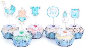 img 4 attached to 👶 Baby Shower Cupcake Toppers Set of 48 - It's a Boy Theme | Cake Decorations for Kids Party in Blue