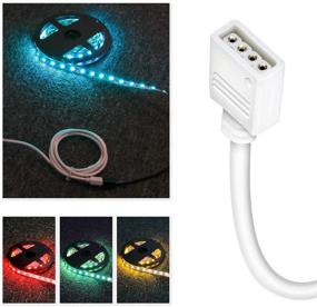 img 1 attached to 🔌 Nelyeqwo 4 Pack 2M 6.5ft RGB LED Strip Extension Cable Kit with 8 Pack 4 Male Pin Connector - Ideal for 5050 3528 RGB LED Strip Lights (6.56ft)