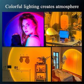 img 2 attached to 🌈 Naswei Sunset Lamp Projection: USB Sunrise LED Rainbow Night Light – 16 RGB Color Changing, 360 Rotation Music Remote for Christmas Decoration and Party Room Decor