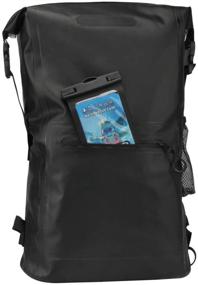 img 1 attached to Black Waterproof Backpack with IPX8 Floating Dry Bag: Keep Gear Dry for Kayaking, Boating, Rafting, Fishing, Swimming, Beach - Includes Waterproof Phone Case
