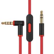 black red replacement audio cable cord wire for beats headphones studio solo pro detox wireless mixr executive pill with in-line mic and control logo