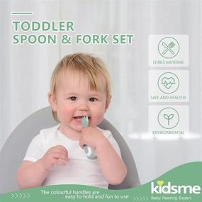 img 3 attached to KidsMe Toddler Fork and Spoon Set - BPA-Free Baby Utensils for Self-Feeding, Cute Toddler Spoons, and Baby Fork Set for Baby Led Weaning, Anti-Choke, Easy to Clean Kids Silverware