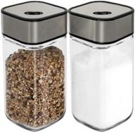 🧂 adjustable pour holes salt and pepper shakers - stainless steel with clear glass bottom (2-pc. set) - enhance seo logo