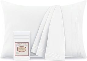 img 4 attached to 🛏️ Mellanni Standard Size White Pillow Cases Set of 2 – Hotel Luxury Cooling Pillowcases and Bedding Sheets in 1800 Thread Count – Pillow Covers and Protectors for Standard/Queen Size 20" x 30" Pillows