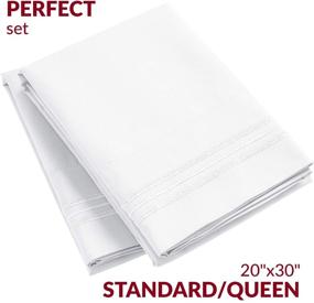 img 3 attached to 🛏️ Mellanni Standard Size White Pillow Cases Set of 2 – Hotel Luxury Cooling Pillowcases and Bedding Sheets in 1800 Thread Count – Pillow Covers and Protectors for Standard/Queen Size 20" x 30" Pillows