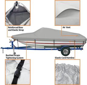 img 3 attached to 🚤 iCOVER Trailerable Boat Cover: Heavy Duty 300D Waterproof UV Resistant Marine Grade Polyester for V-Hull, TRI-Hull, Pro-Style, Fishing Boat, Runabout, Bass Boat