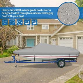 img 1 attached to 🚤 iCOVER Trailerable Boat Cover: Heavy Duty 300D Waterproof UV Resistant Marine Grade Polyester for V-Hull, TRI-Hull, Pro-Style, Fishing Boat, Runabout, Bass Boat